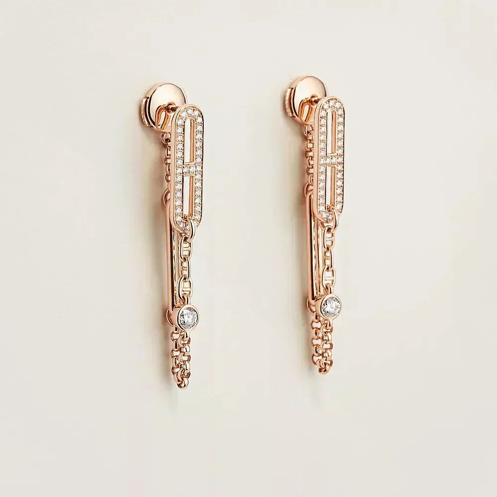 [Stars Jewelry]CHAINE CHAOS DIAMOND DROP EARRINGS