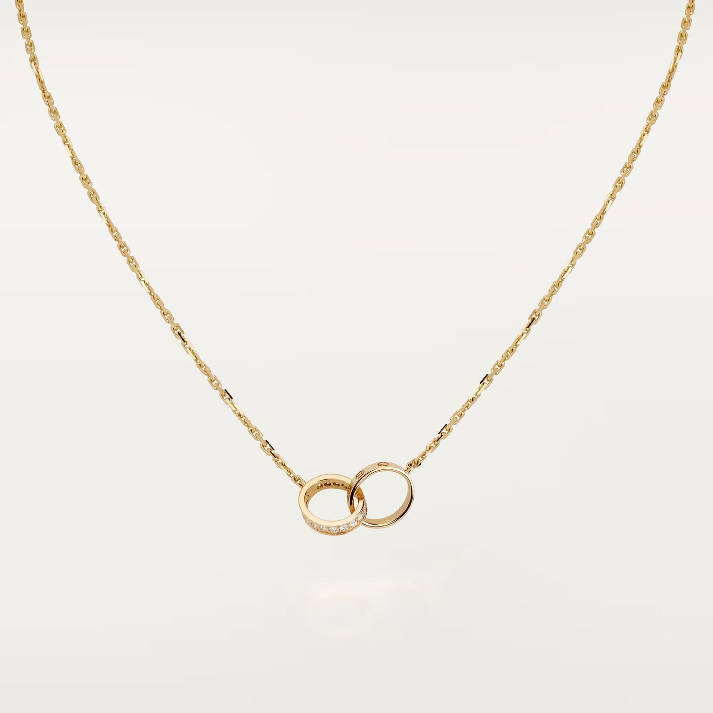[Stars Jewelry]LOVE DOUBLE RING HALF DIAMOND NECKLACE