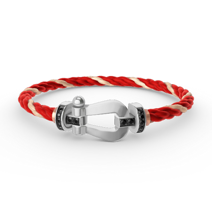 [Stars Jewelry]FORCE LARGE HORSESHOE BLACK DIAMOND BRACELET SILVER