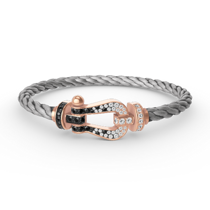 [Stars Jewelry]FORCE LARGE HORSESHOE BLACK WHITE DIAMOND BRACELET ROSE GOLD
