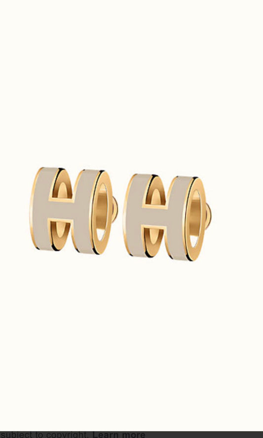 [Stars Jewelry]MINI POP H GOLD EARRINGS GREY