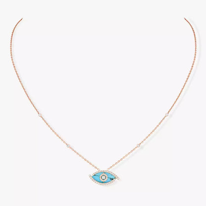 [Stars Jewelry]Lucky Eye Diamond Necklace in  Gold and Turquoise