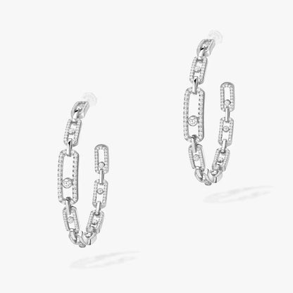 [Stars Jewelry]Move Link Diamond Hoop Earrings