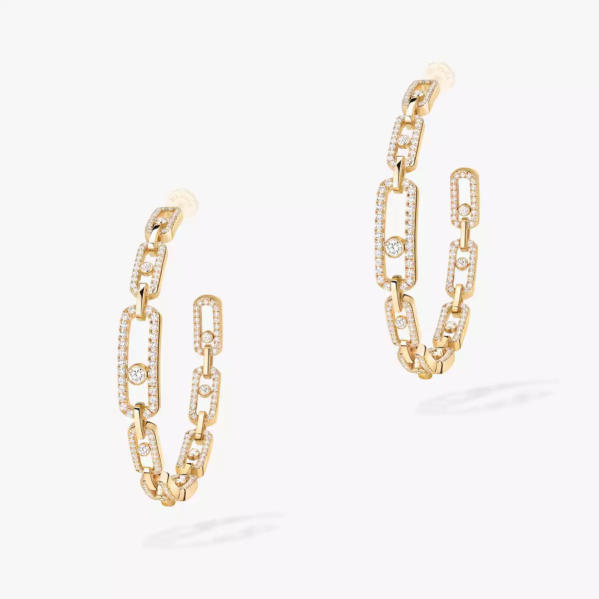 [Stars Jewelry]Move Link Diamond Hoop Earrings