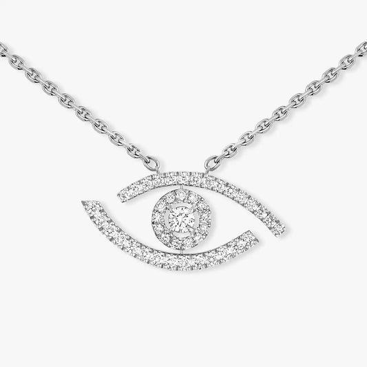 [Stars Jewelry]Pave_ Diamond Necklace Lucky Eye