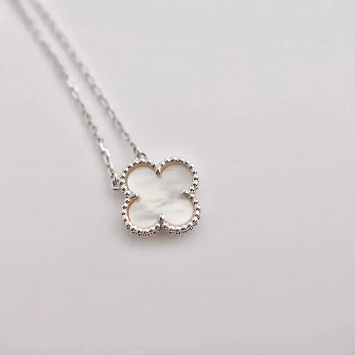 [Stars Jewelry]CLOVER  15MM WHITE MOTHER-OF-PEARL SILVER