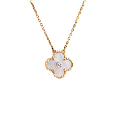 [Stars Jewelry]CLOVER 15MM DIAMOND WHITE FRITILLARIA NECKLACE