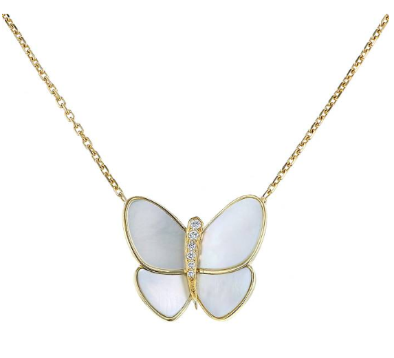 [Stars Jewelry]BUTTERFLY GOLD MOP DIAMOND NECKLACE