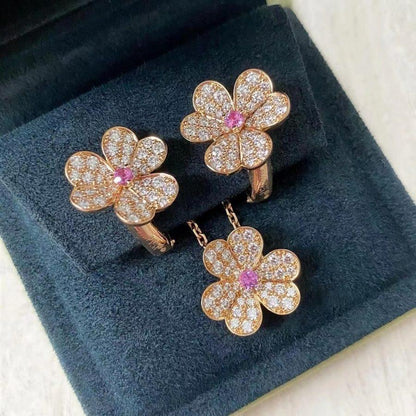 [Stars Jewelry]FRIVOLE PINK GOLD FLOWER DIAMOND EARRINGS