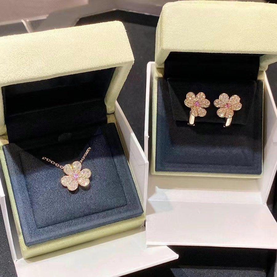 [Stars Jewelry]FRIVOLE PINK GOLD FLOWER DIAMOND EARRINGS