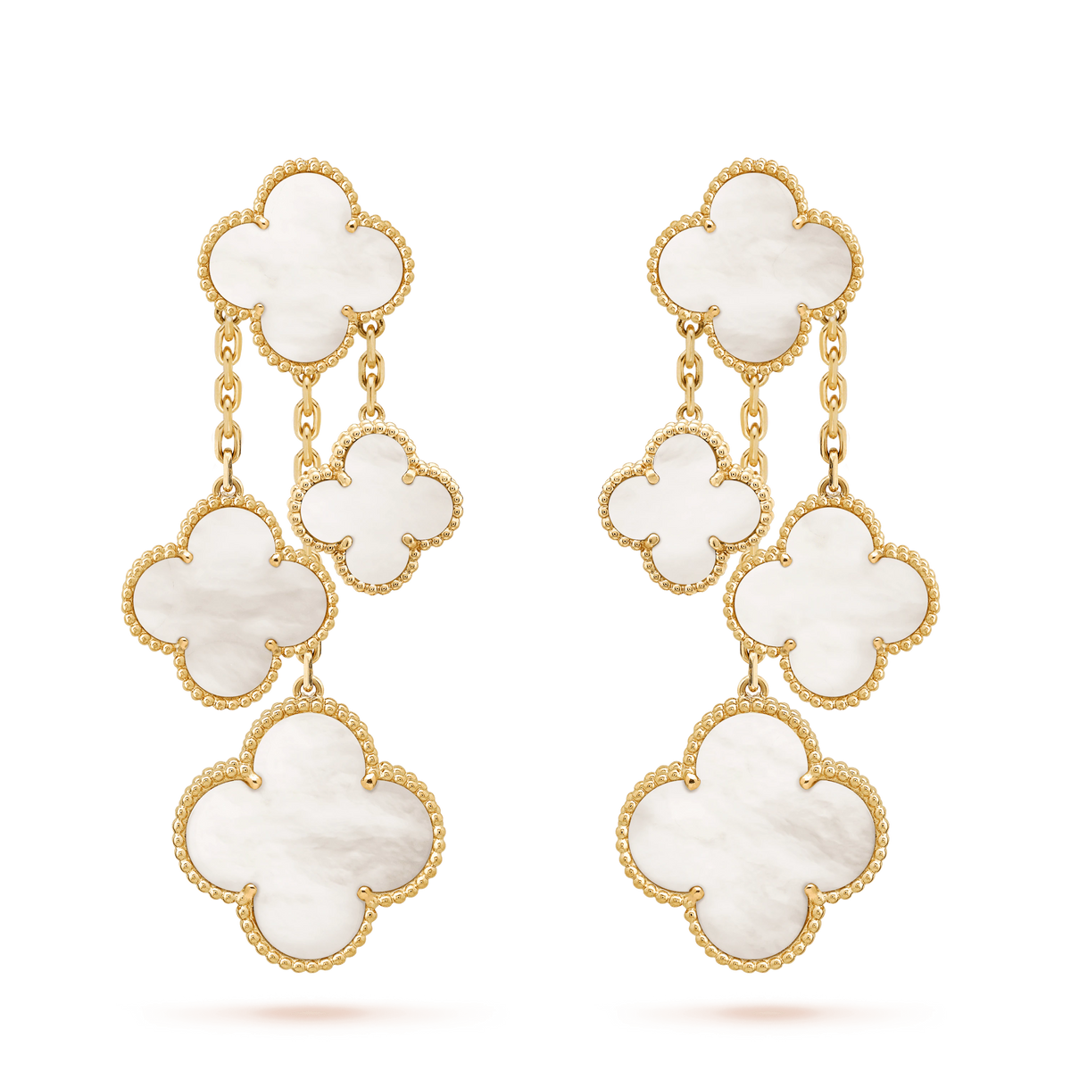 [Stars Jewelry]CLOVER EARRINGS WHITE MOP 4 MOTIFS GOLD