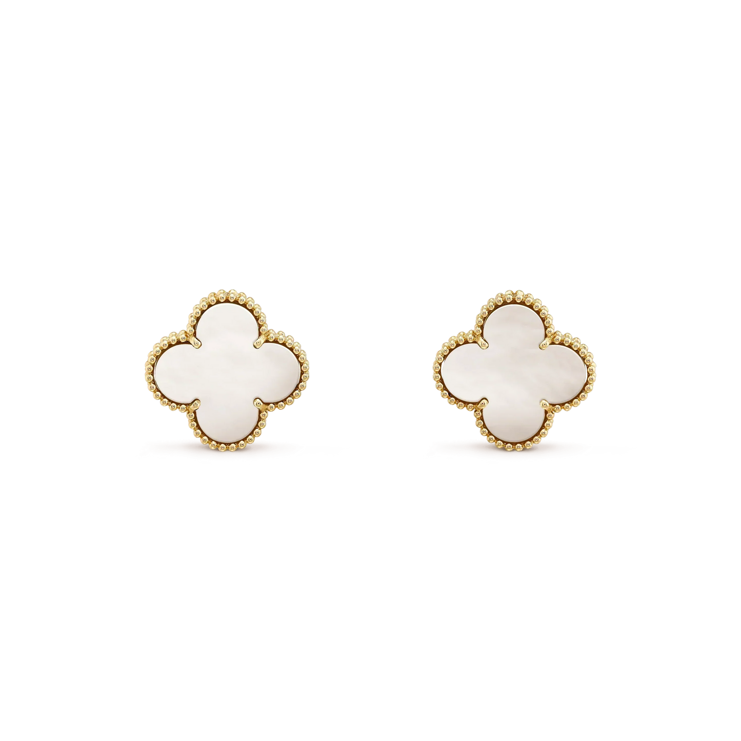 [Stars Jewelry]CLOVER MEDIUM 1 MOTIFS  WHITE MOP STUD EARRINGS