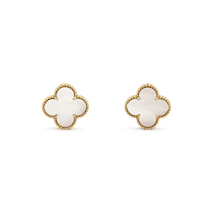 [Stars Jewelry]CLOVER MEDIUM 1 MOTIFS  WHITE MOP STUD EARRINGS