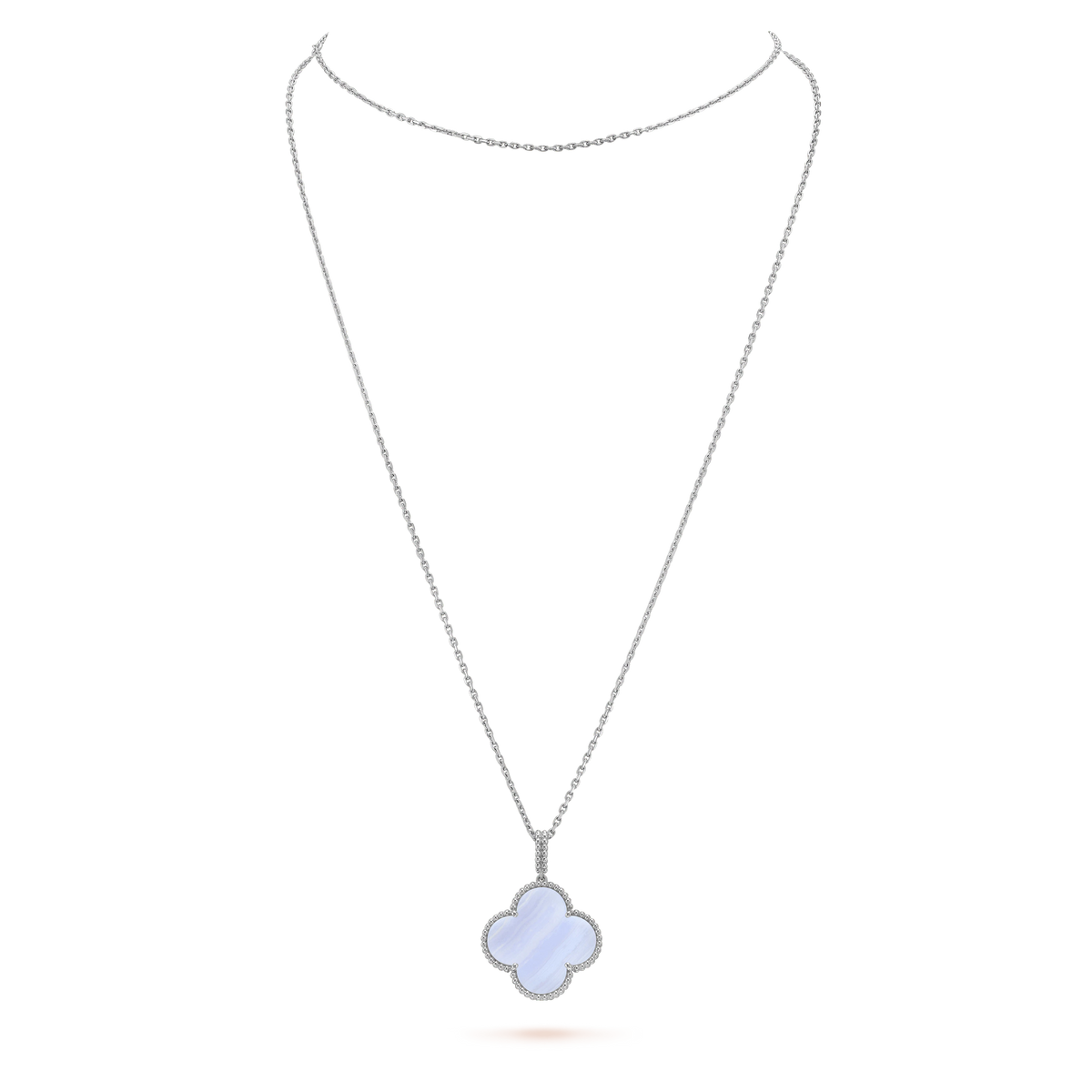 [Stars Jewelry]CLOVER SILVER CHALCEDONY BIG CLOVER NECKLACE