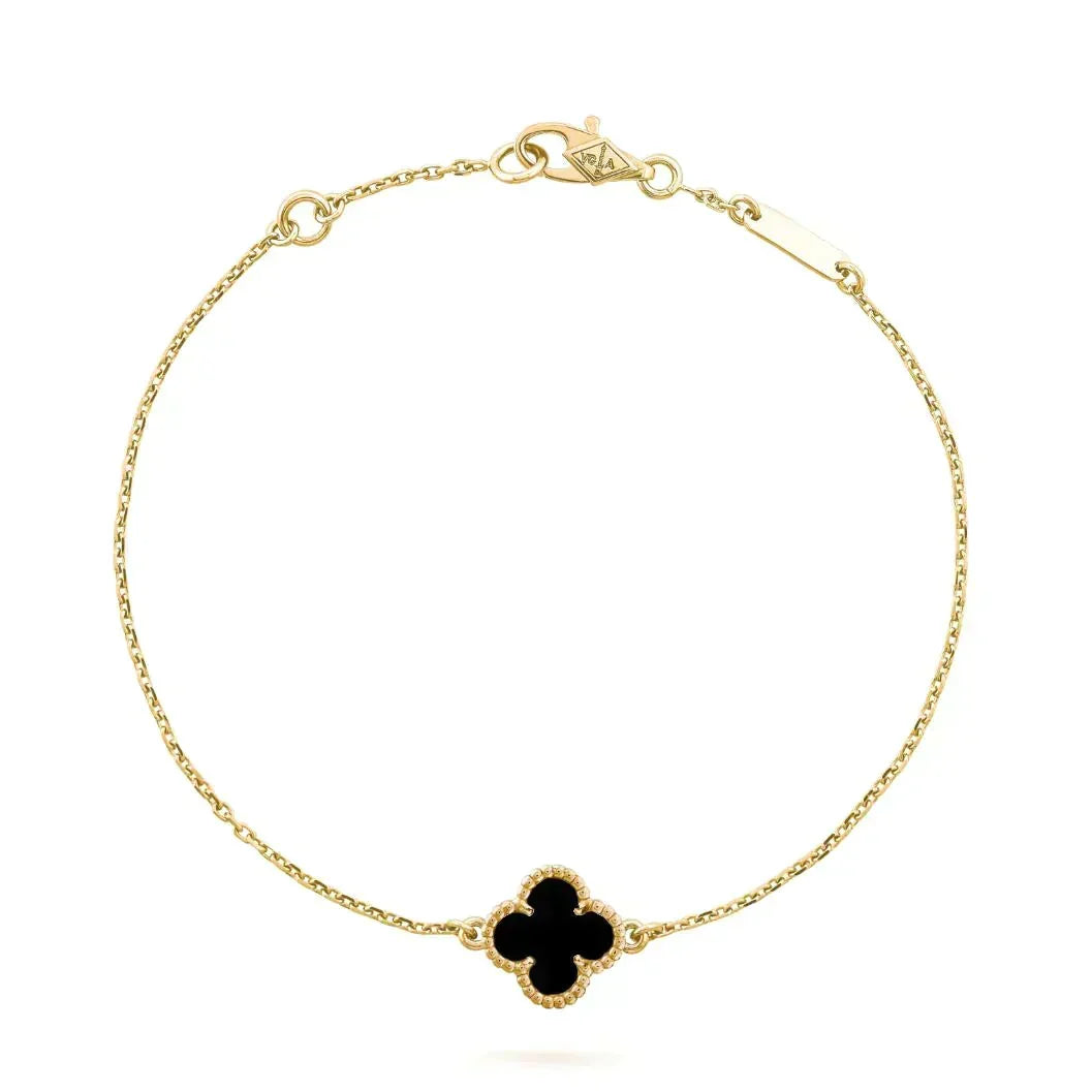 [Stars Jewelry]CLOVER ONYX SINGLE FLOWER BRACELET