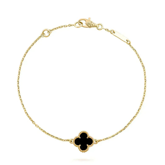 [Stars Jewelry]CLOVER ONYX SINGLE FLOWER BRACELET